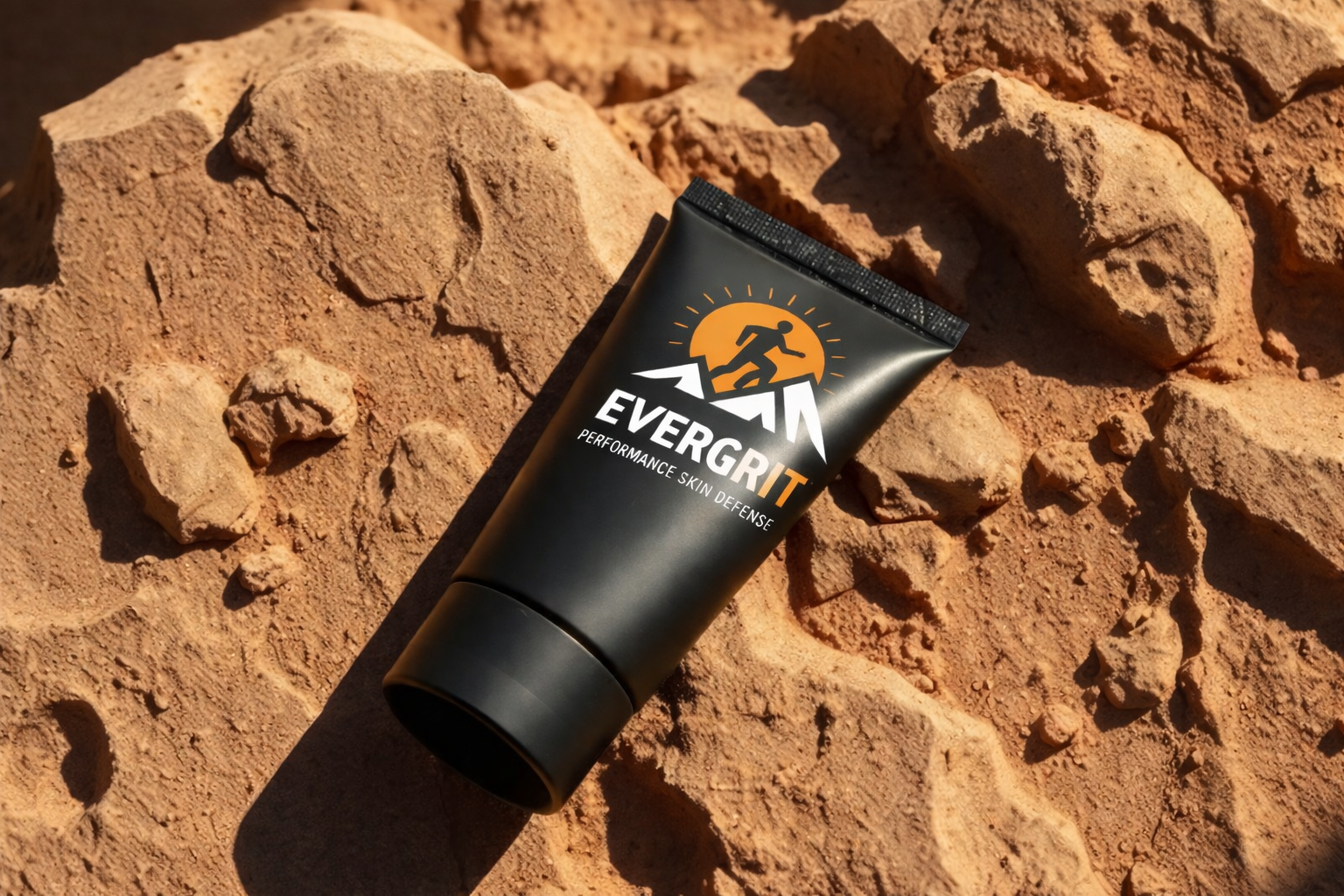 EVERGRIT product tube on rocks